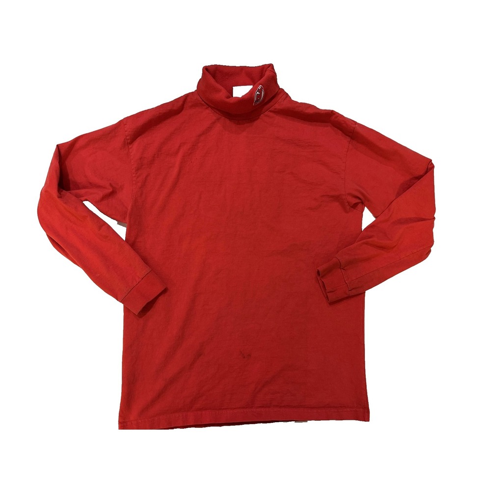 Vintage 90s New‎ Jersey Sun Devis Logo Athletic Mock Neck Long Sleeve Red